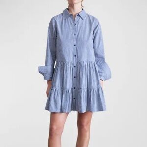 Apiece Apart Blue & White Striped Mini Shirt Dress